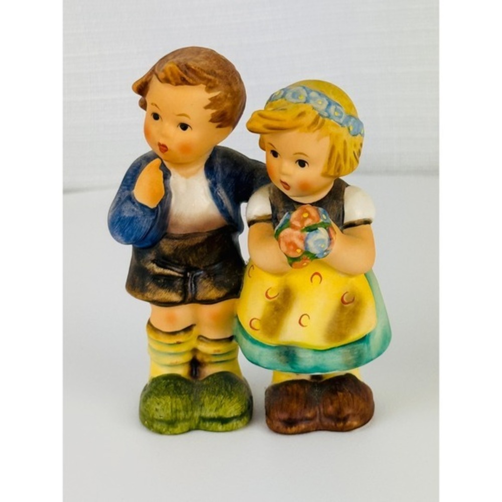 Vintage Goebel Hummel We Congratulate Boy Girl Flowers Figurine W Germany 4"